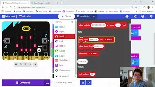 Screenshot of makecode website on music section.